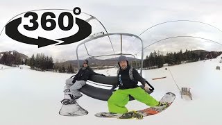 スノーボードで雪山を滑るVR動画