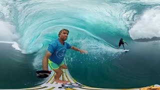 VR動画でタヒチの海のサーフィン体験